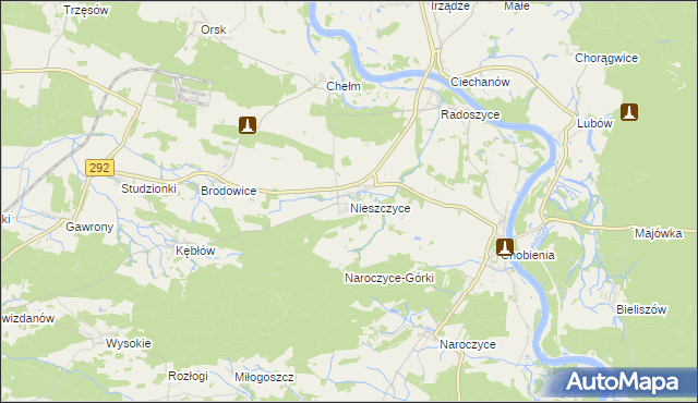 mapa Nieszczyce, Nieszczyce na mapie Targeo