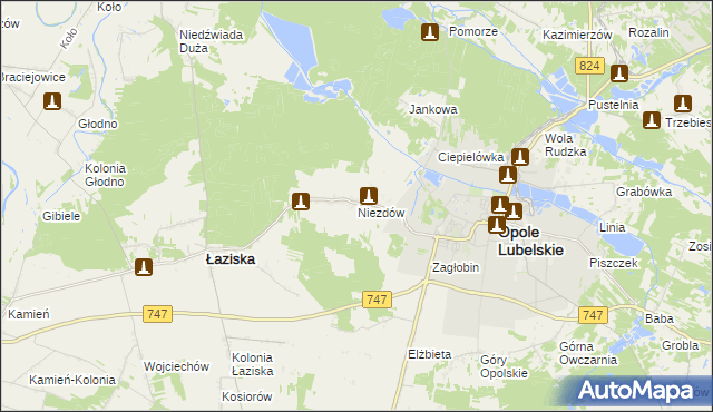 mapa Niezdów gmina Opole Lubelskie, Niezdów gmina Opole Lubelskie na mapie Targeo