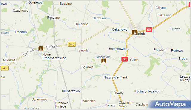 mapa Niszczyce, Niszczyce na mapie Targeo