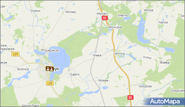 mapa Niwka gmina Moryń, Niwka gmina Moryń na mapie Targeo