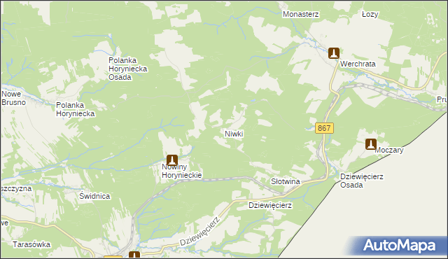 mapa Niwki gmina Horyniec-Zdrój, Niwki gmina Horyniec-Zdrój na mapie Targeo