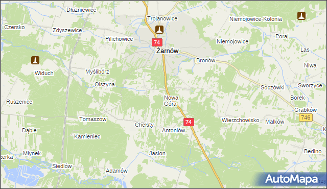 mapa Nowa Góra gmina Żarnów, Nowa Góra gmina Żarnów na mapie Targeo