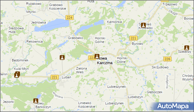 mapa Nowa Karczma powiat kościerski, Nowa Karczma powiat kościerski na mapie Targeo