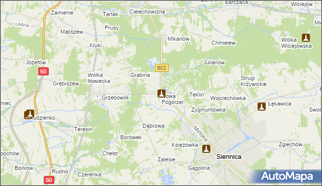 mapa Nowa Pogorzel, Nowa Pogorzel na mapie Targeo