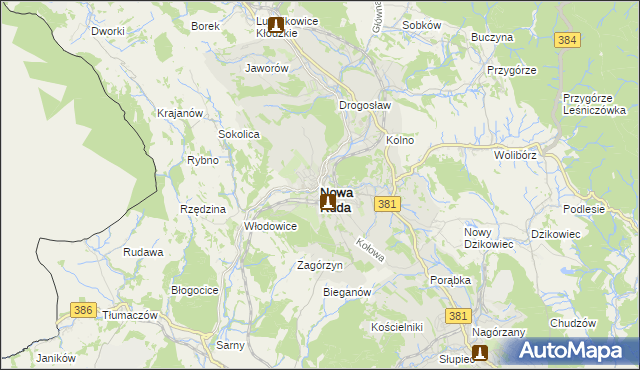 mapa Nowa Ruda powiat kłodzki, Nowa Ruda powiat kłodzki na mapie Targeo