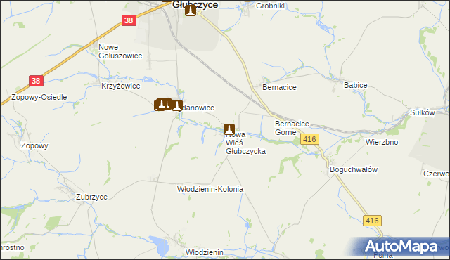 mapa Nowa Wieś Głubczycka, Nowa Wieś Głubczycka na mapie Targeo