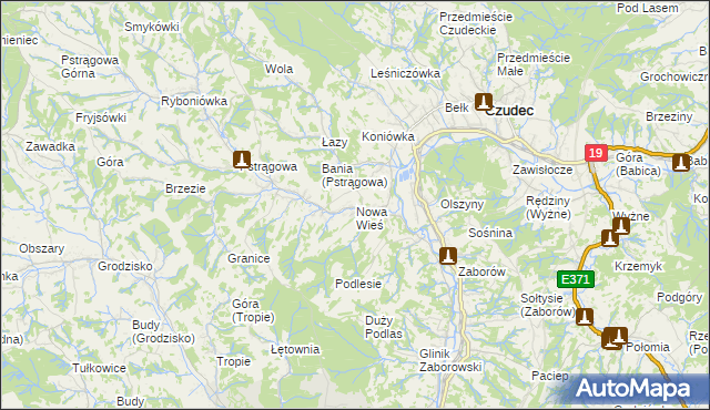 mapa Nowa Wieś gmina Czudec, Nowa Wieś gmina Czudec na mapie Targeo