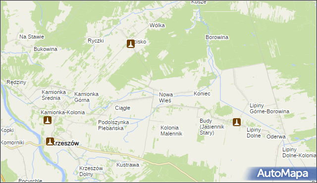 mapa Nowa Wieś gmina Harasiuki, Nowa Wieś gmina Harasiuki na mapie Targeo