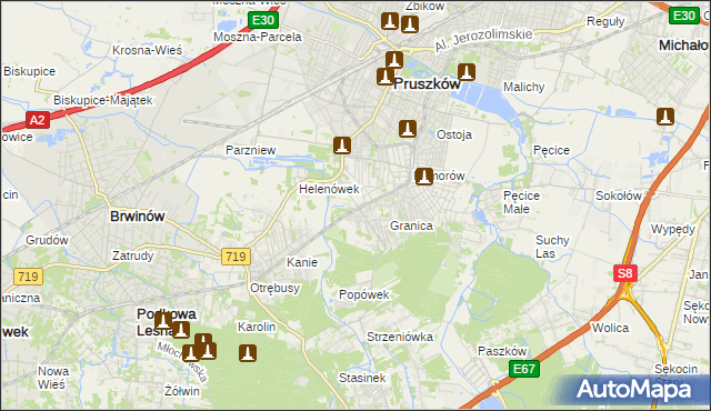 mapa Nowa Wieś gmina Michałowice, Nowa Wieś gmina Michałowice na mapie Targeo