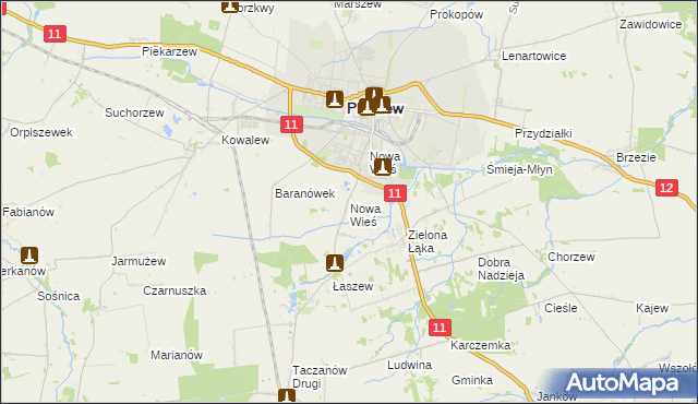 mapa Nowa Wieś gmina Pleszew, Nowa Wieś gmina Pleszew na mapie Targeo