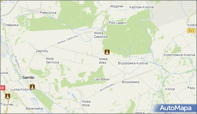 mapa Nowa Wieś gmina Serniki, Nowa Wieś gmina Serniki na mapie Targeo