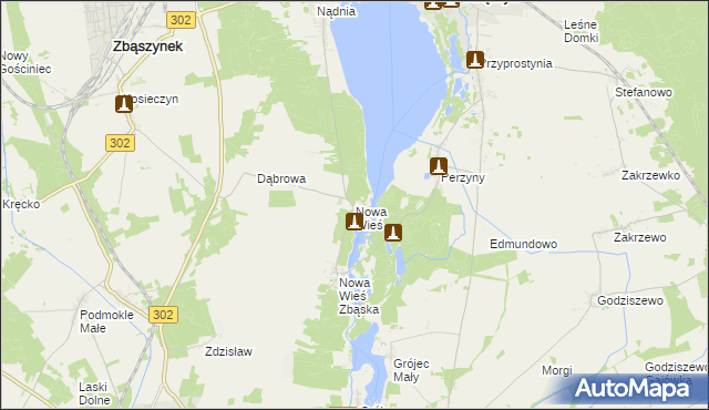 mapa Nowa Wieś gmina Zbąszyń, Nowa Wieś gmina Zbąszyń na mapie Targeo