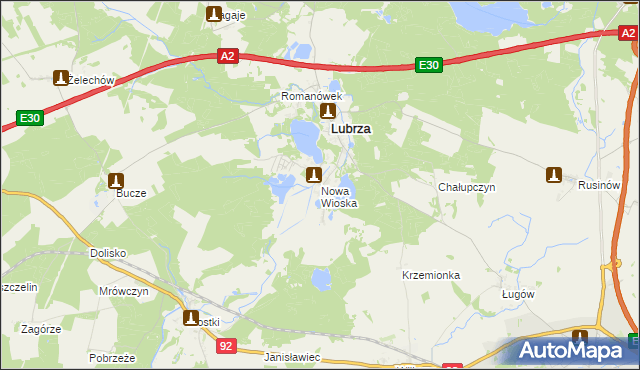 mapa Nowa Wioska gmina Lubrza, Nowa Wioska gmina Lubrza na mapie Targeo