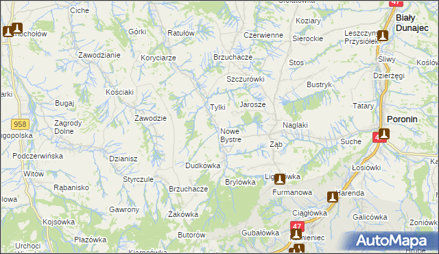 mapa Nowe Bystre, Nowe Bystre na mapie Targeo