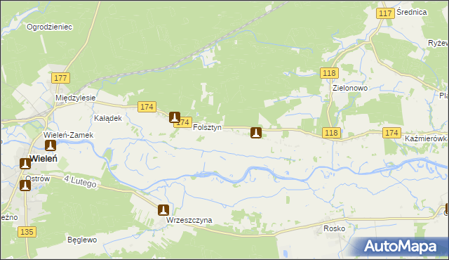 mapa Nowe Dwory gmina Wieleń, Nowe Dwory gmina Wieleń na mapie Targeo