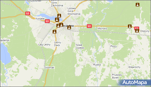 mapa Nowe Gizewo, Nowe Gizewo na mapie Targeo