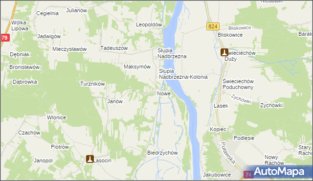 mapa Nowe gmina Ożarów, Nowe gmina Ożarów na mapie Targeo