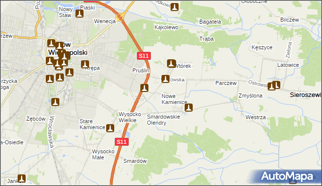 mapa Nowe Kamienice, Nowe Kamienice na mapie Targeo