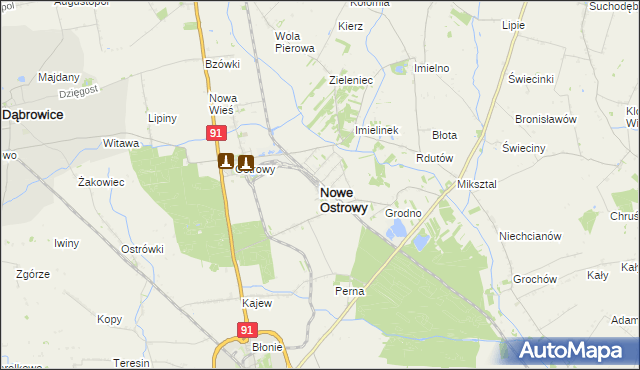 mapa Nowe Ostrowy, Nowe Ostrowy na mapie Targeo