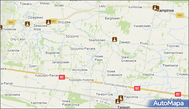 mapa Nowe Paski, Nowe Paski na mapie Targeo