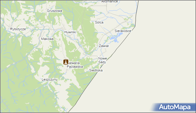 mapa Nowe Sady gmina Fredropol, Nowe Sady gmina Fredropol na mapie Targeo