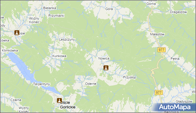 mapa Nowica gmina Uście Gorlickie, Nowica gmina Uście Gorlickie na mapie Targeo