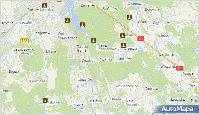 mapa Nowinki gmina Piaseczno, Nowinki gmina Piaseczno na mapie Targeo