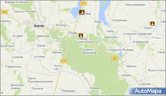 mapa Nowiny Brdowskie, Nowiny Brdowskie na mapie Targeo