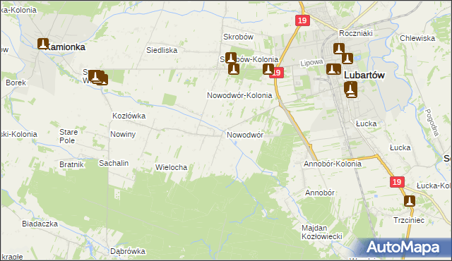mapa Nowodwór gmina Lubartów, Nowodwór gmina Lubartów na mapie Targeo