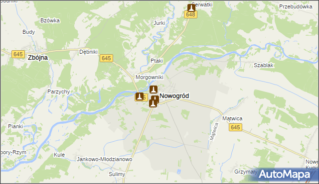 mapa Nowogród powiat łomżyński, Nowogród powiat łomżyński na mapie Targeo