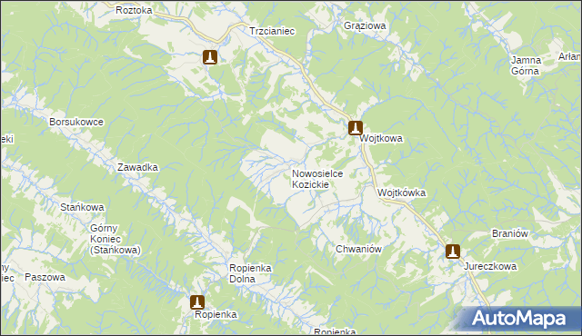 mapa Nowosielce Kozickie, Nowosielce Kozickie na mapie Targeo