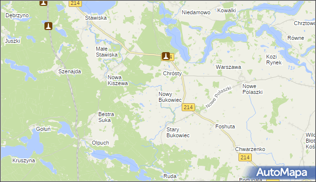 mapa Nowy Bukowiec gmina Stara Kiszewa, Nowy Bukowiec gmina Stara Kiszewa na mapie Targeo