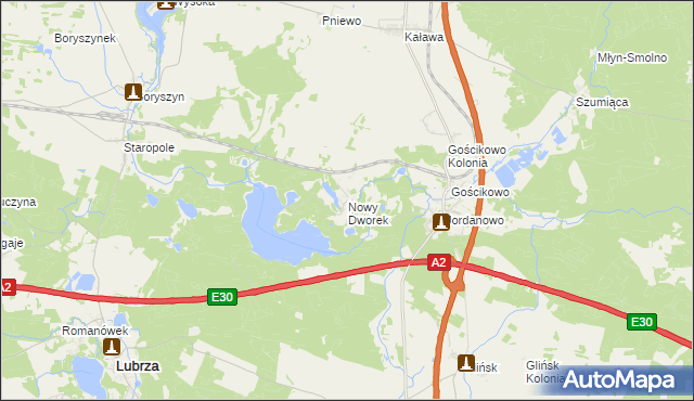 mapa Nowy Dworek gmina Świebodzin, Nowy Dworek gmina Świebodzin na mapie Targeo