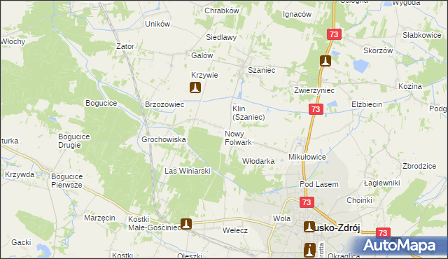 mapa Nowy Folwark gmina Busko-Zdrój, Nowy Folwark gmina Busko-Zdrój na mapie Targeo