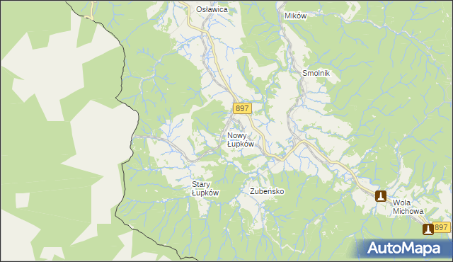 mapa Nowy Łupków, Nowy Łupków na mapie Targeo