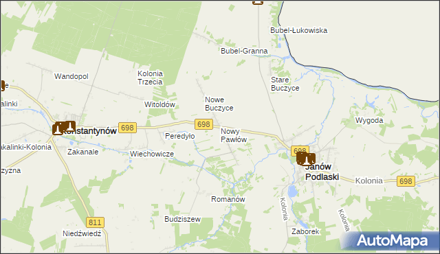 mapa Nowy Pawłów, Nowy Pawłów na mapie Targeo