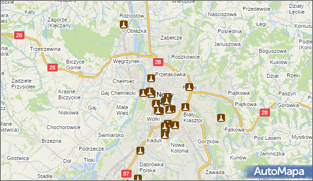 mapa Nowego Sącza, Nowy Sącz na mapie Targeo