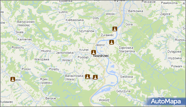 mapa Nozdrzec, Nozdrzec na mapie Targeo