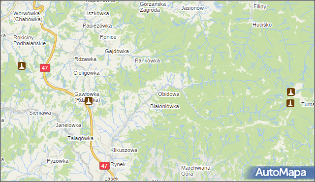 mapa Obidowa, Obidowa na mapie Targeo