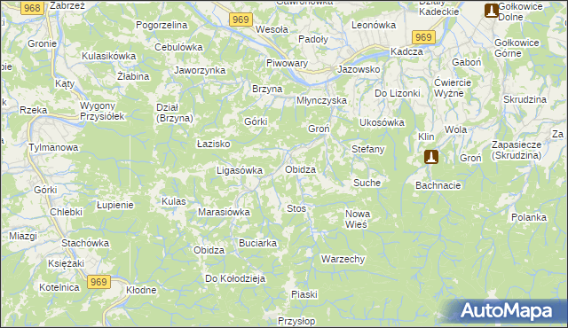 mapa Obidza, Obidza na mapie Targeo