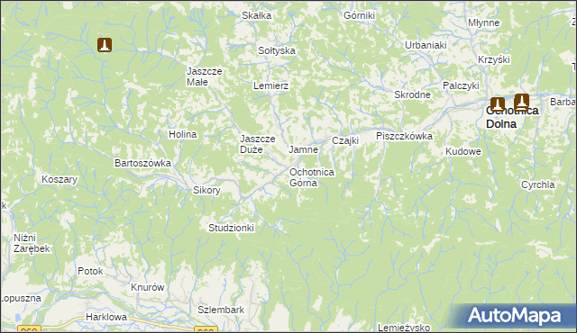 mapa Ochotnica Górna, Ochotnica Górna na mapie Targeo