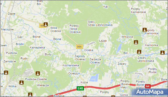 mapa Ocieka, Ocieka na mapie Targeo