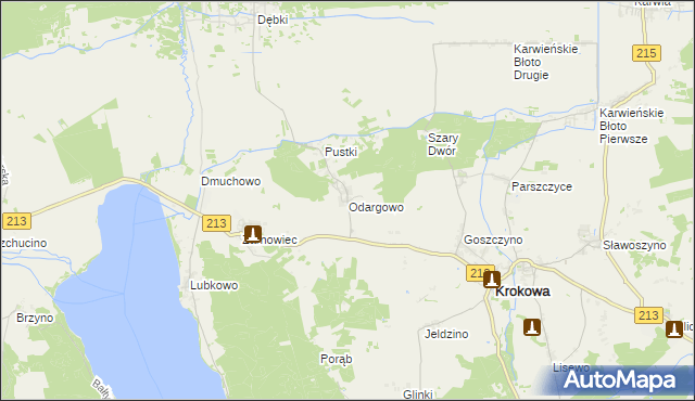 mapa Odargowo gmina Krokowa, Odargowo gmina Krokowa na mapie Targeo