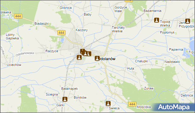 mapa Odolanów powiat ostrowski, Odolanów powiat ostrowski na mapie Targeo