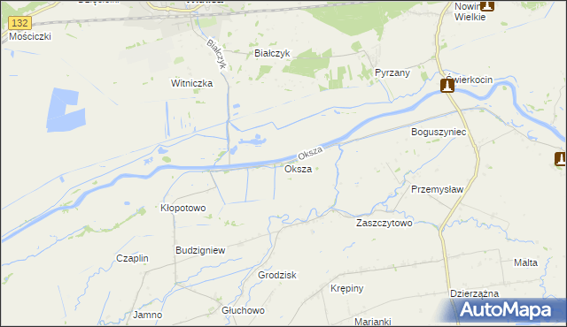 mapa Oksza, Oksza na mapie Targeo