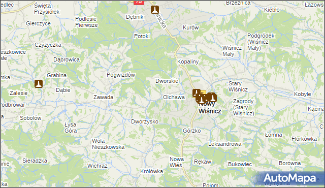 mapa Olchawa, Olchawa na mapie Targeo
