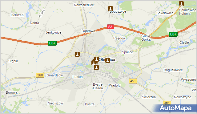 mapa Oleśnica, Oleśnica na mapie Targeo