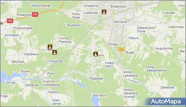 mapa Oleśnik gmina Bełchatów, Oleśnik gmina Bełchatów na mapie Targeo