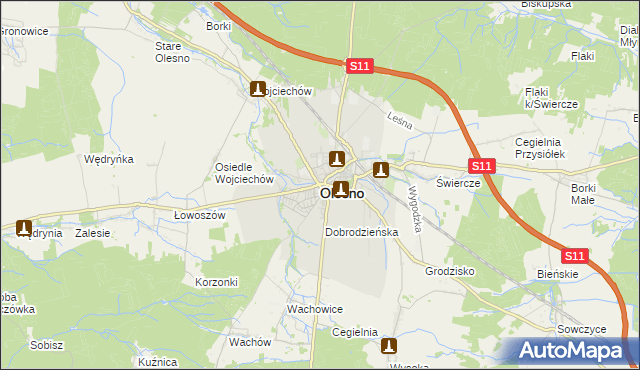 mapa Olesno, Olesno na mapie Targeo