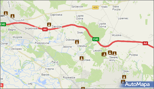 mapa Oleszka, Oleszka na mapie Targeo